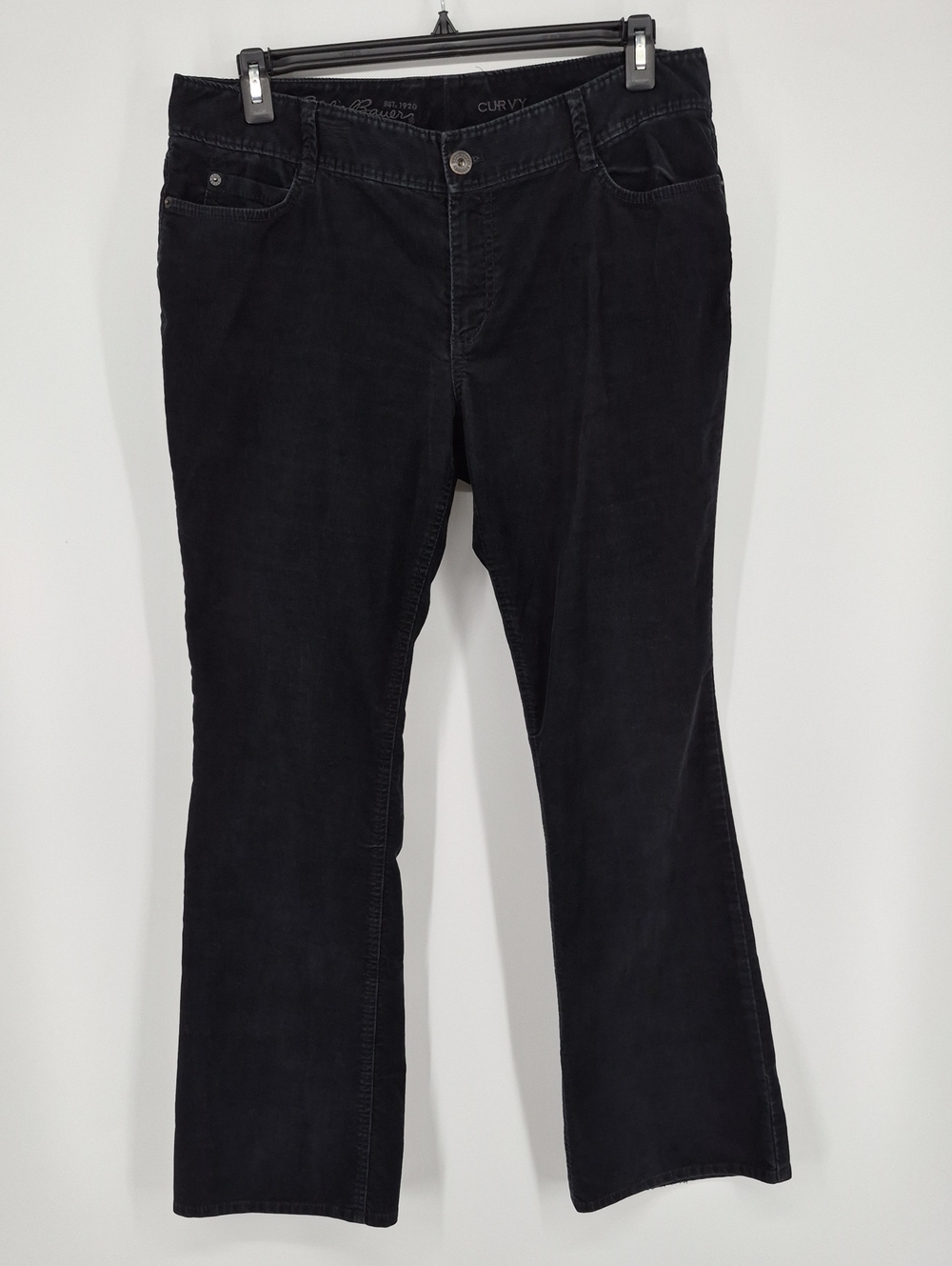 Eddie Bauer Curvy Corduroy Bootcut Pants Black Mid Rise Women's Size 14